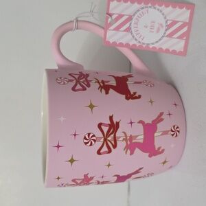 Peppermint & Pine Pink Holiday Mug with Reindeer Design, NWT
